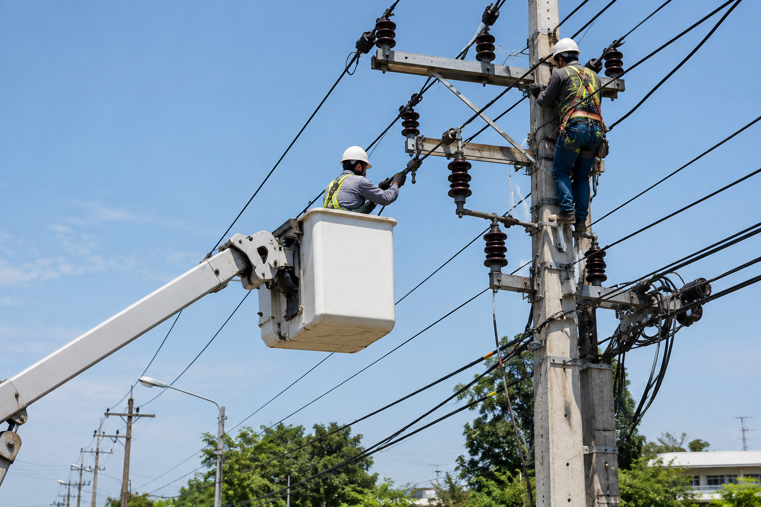 Overhead electrical line work